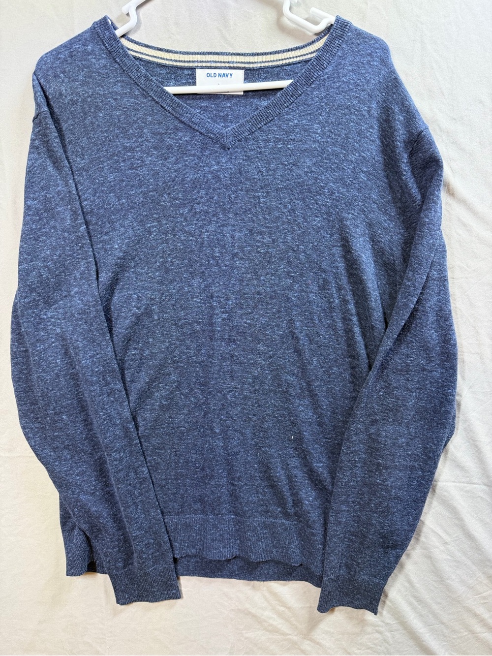 Old Navy Men's Heather Navy V-Neck Sweater